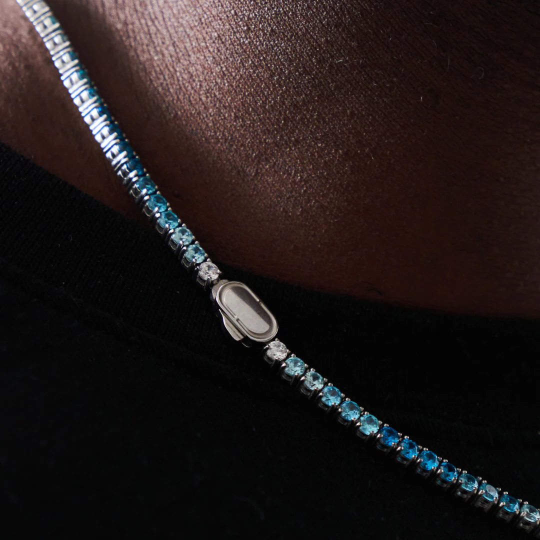 Blue Tennis Chain (Silver) 3mm - Image 5