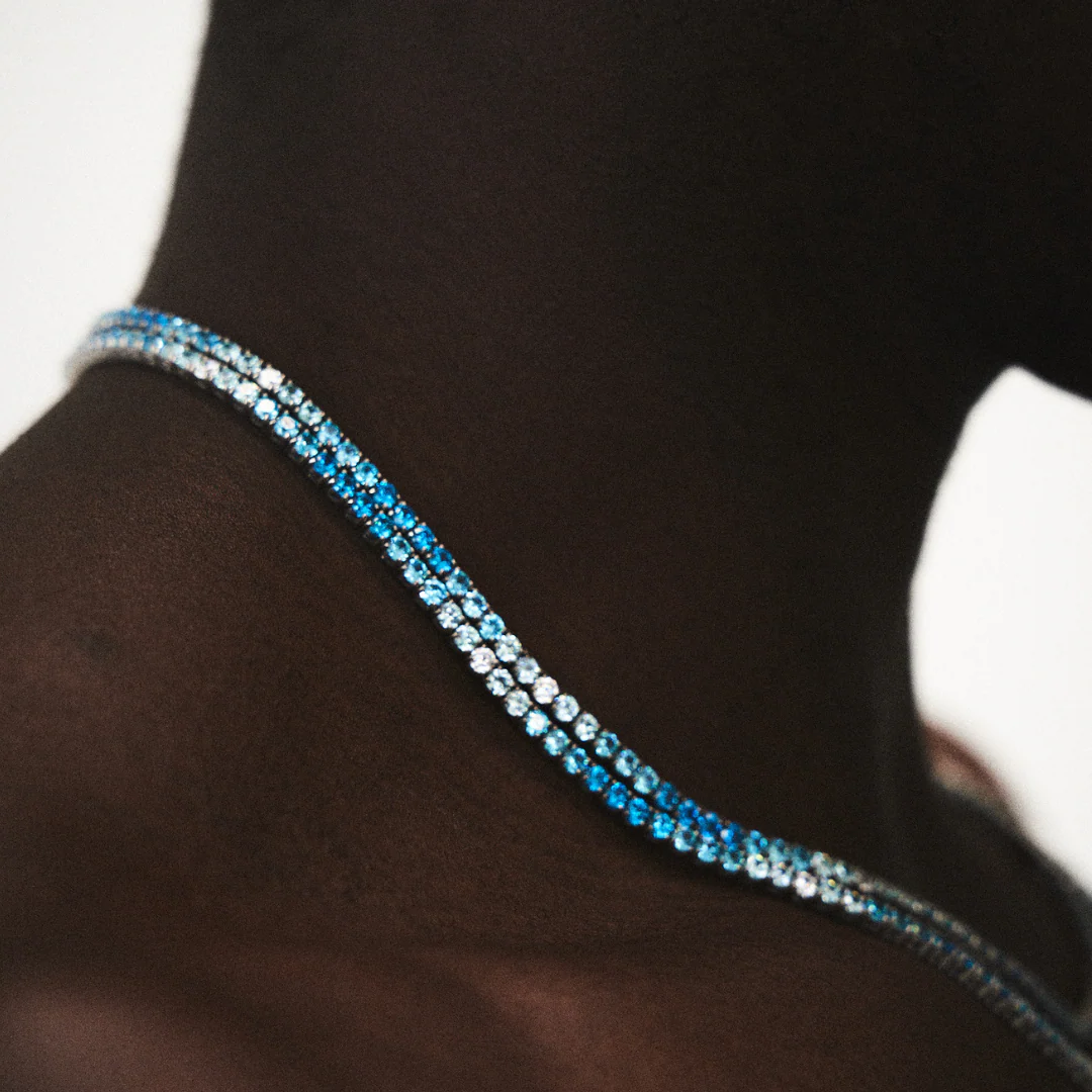 Blue Tennis Chain (Silver) 3mm - Image 7