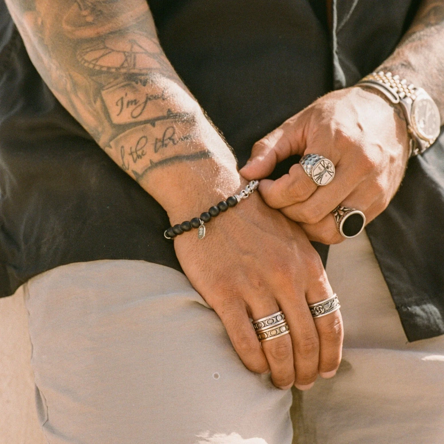 Chained Bead Bracelet (Silver) - Image 5