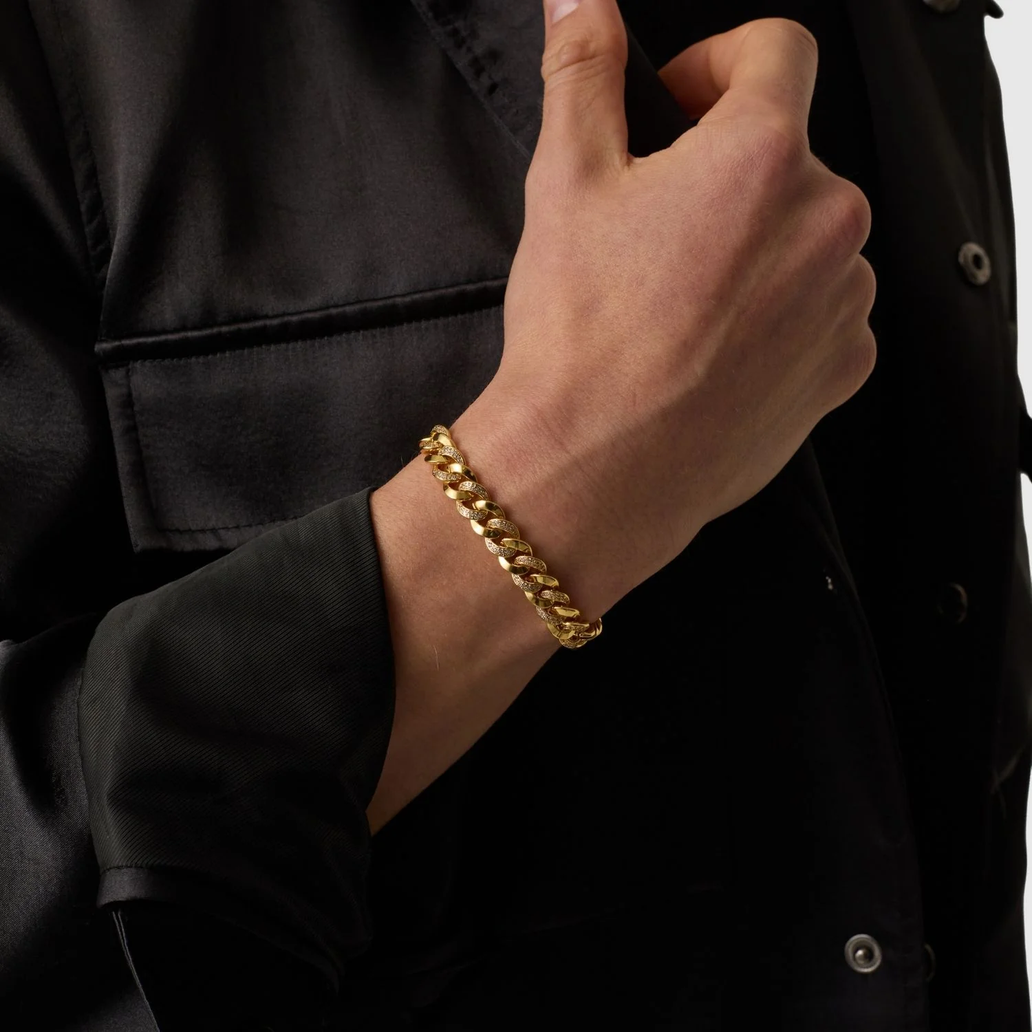 Half Iced Cuban Bracelet (Gold) 8mm - Image 5