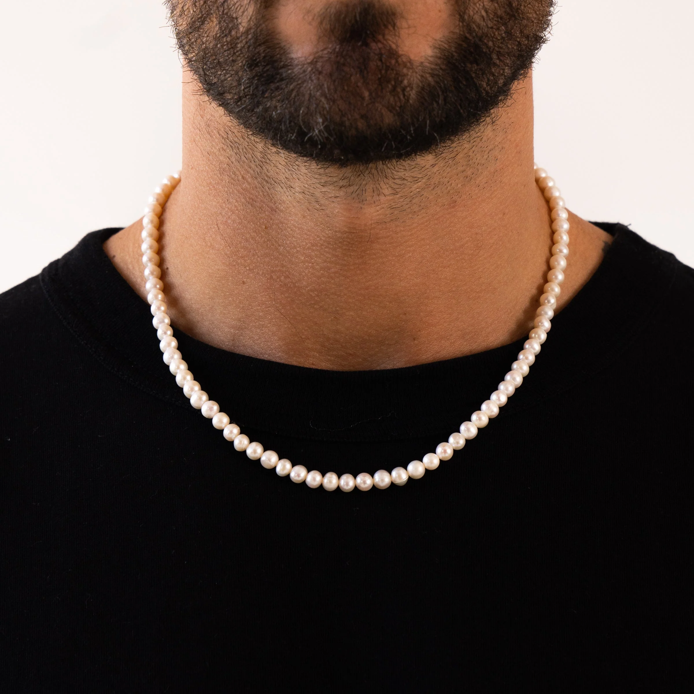 Rounded Real Pearl Necklace (Silver) - Image 6