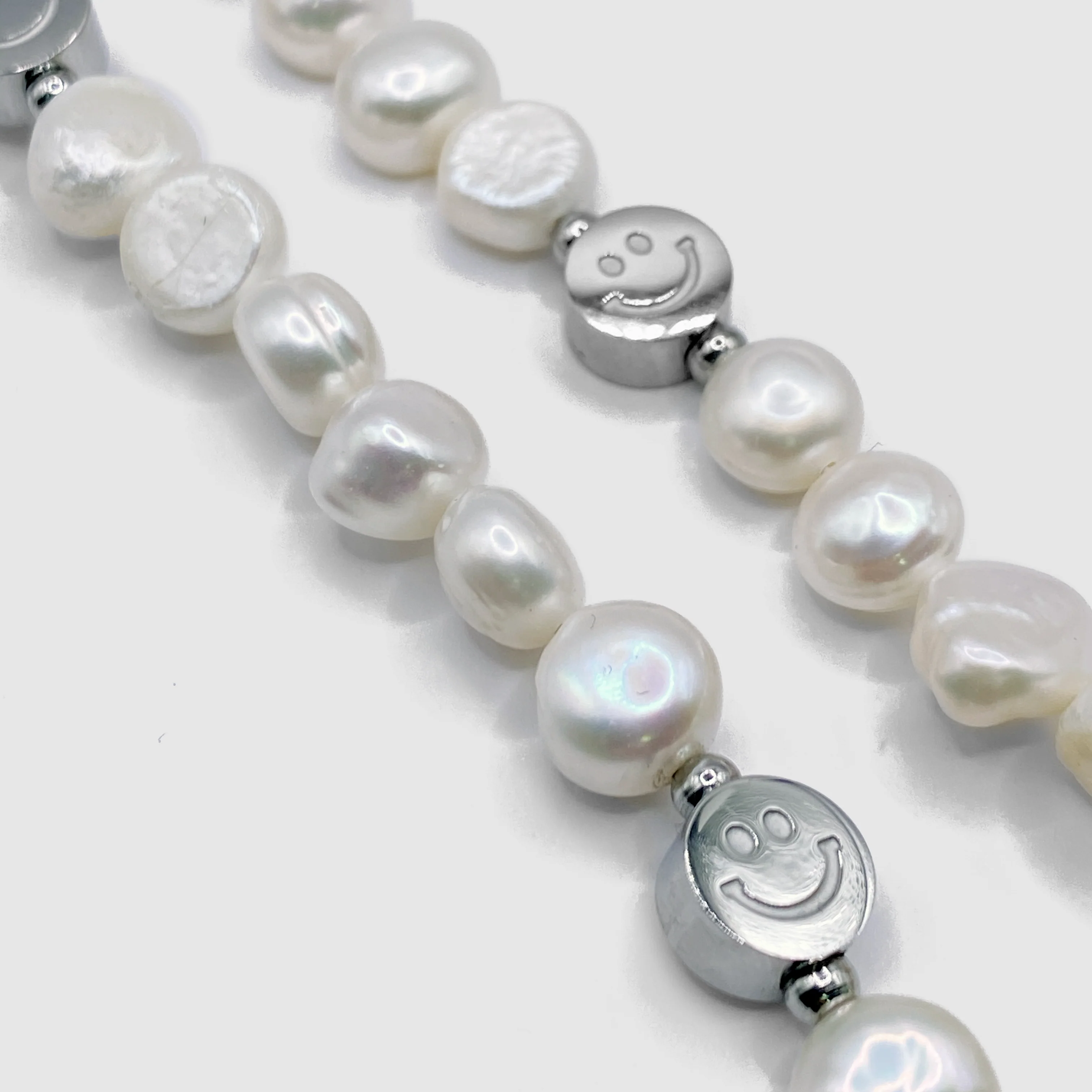 Smiley Real Pearl Necklace (Silver) - Image 6