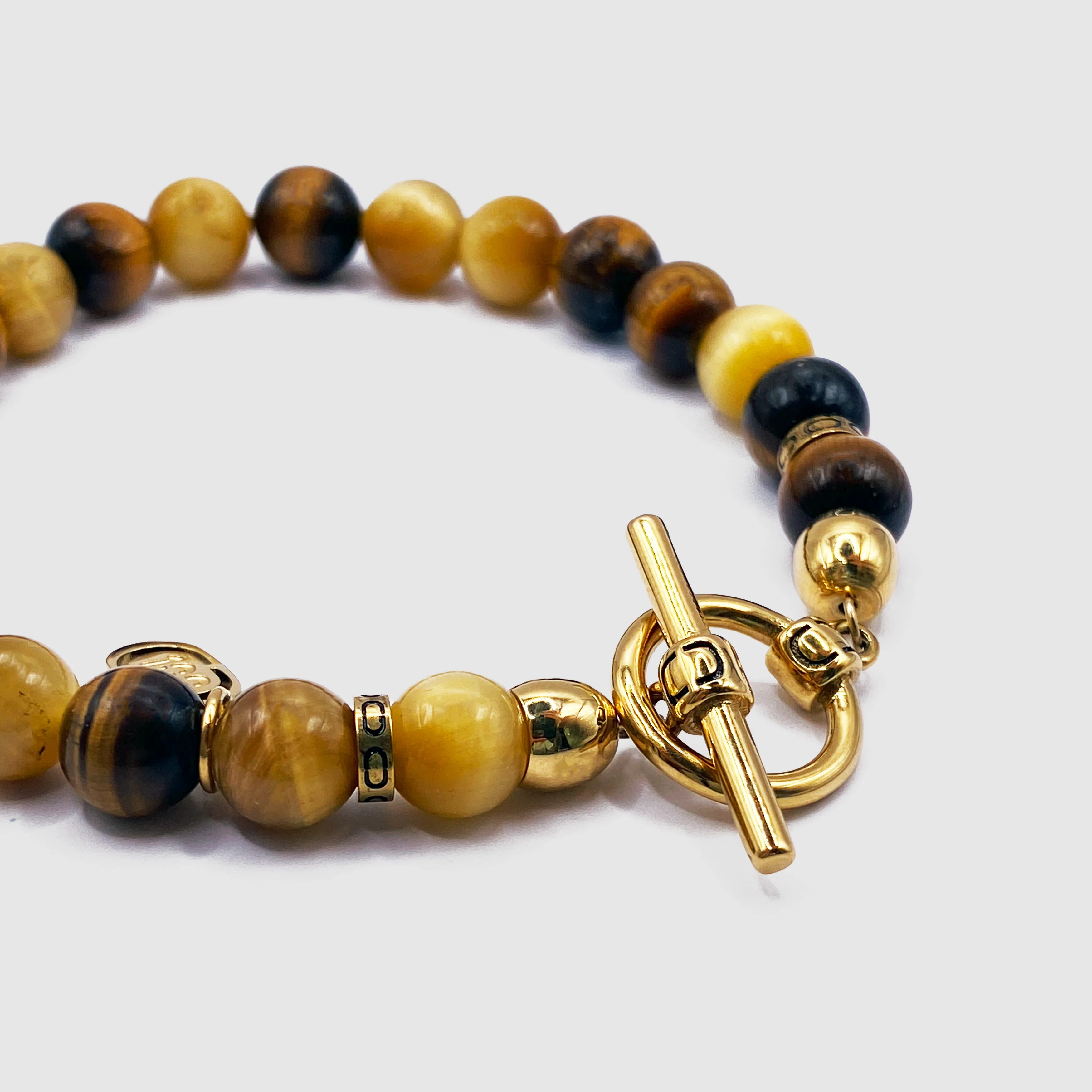 Tigers Eye Bead Bracelet (Gold) - Image 5
